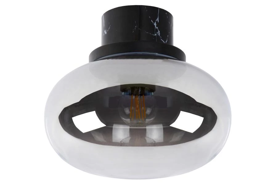 Lucide LORENA - Flush ceiling light Bathroom - Ø 23 cm - 1xE27 - IP44 - Smoke Grey - off